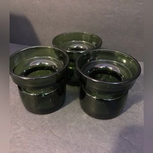 3 Vintage Dansk Green Glass Candle Holder Denmark MidCenturyModern Votive Holder